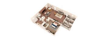 a floor plan of a home with a living room and dining room at SomerHill Farms Apartments, Gainesville, VA