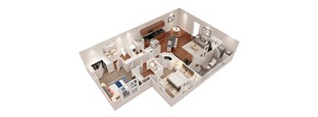 a floor plan of a home with a living room and a dining room at SomerHill Farms Apartments, Gainesville, 20155