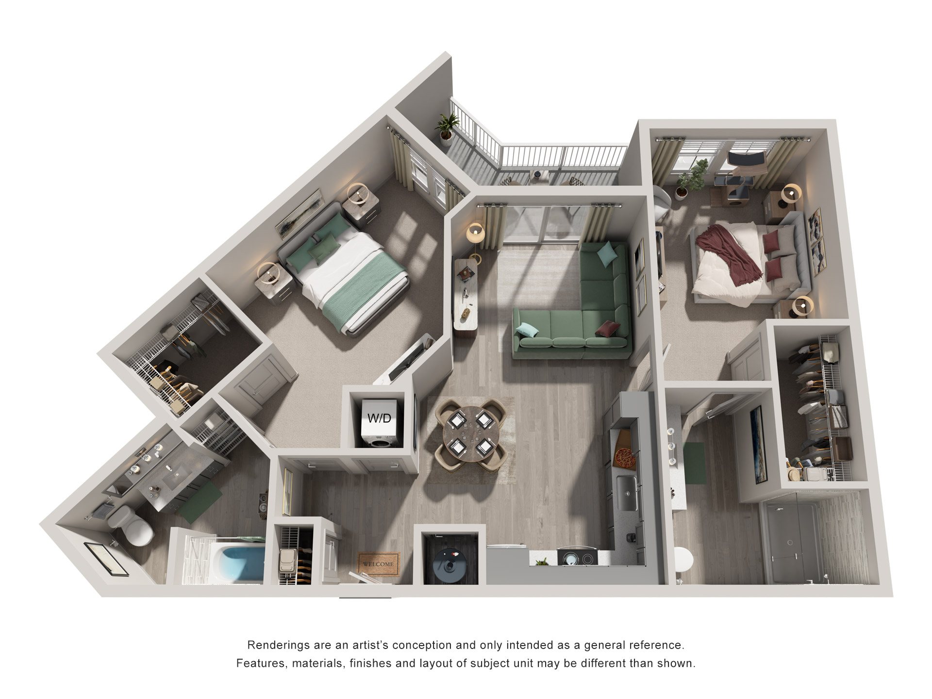 2 Bed 2 Bath Floor Plan | 1,120 Sq. Ft. at Lyric at Norton Commons Apartments, Prospect, KY 40059