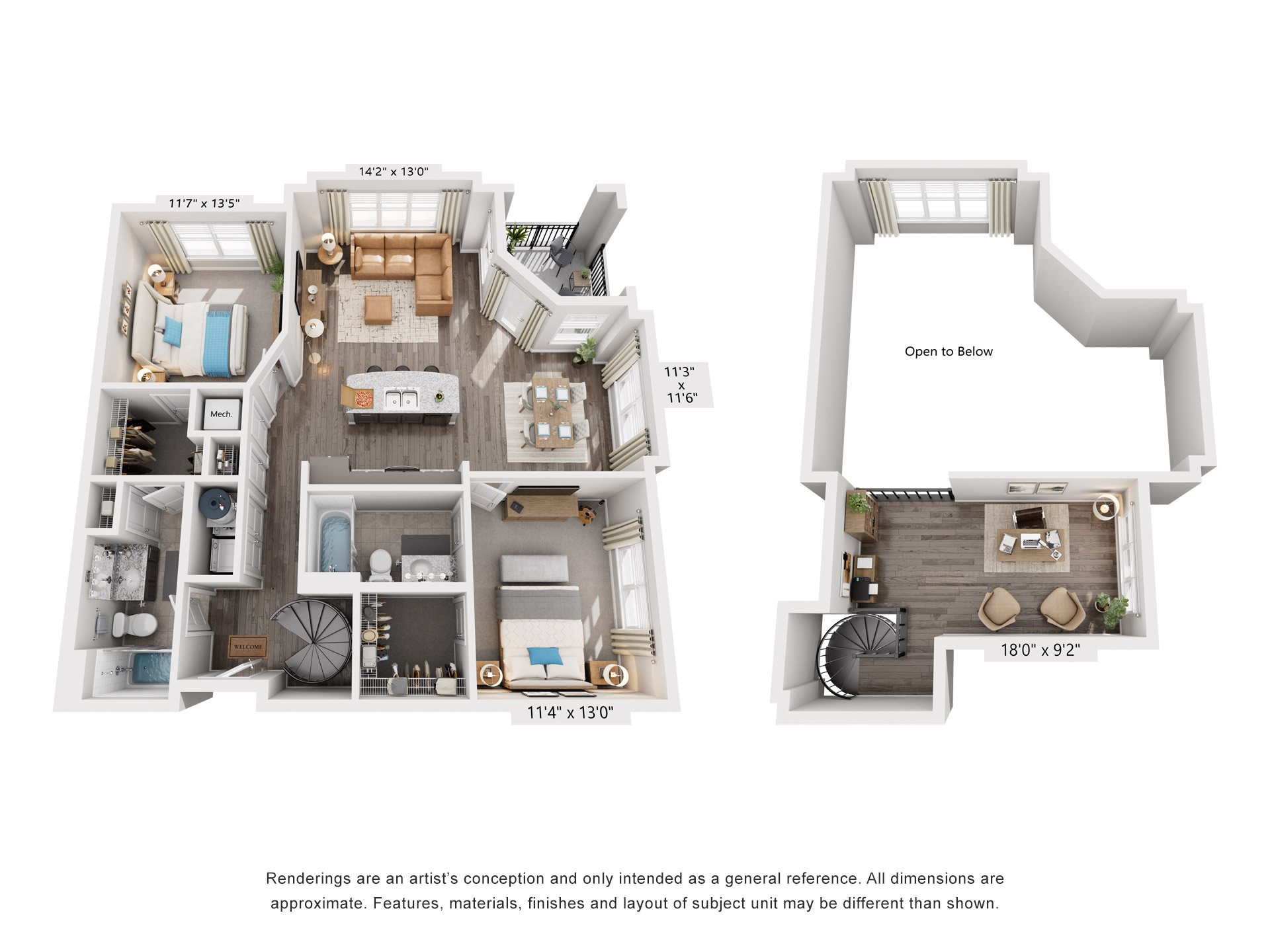 2 Bed 2 Bath Floor Plan | 1,211 Sq. Ft. at Streets of Greenbrier, Chesapeake, Virginia