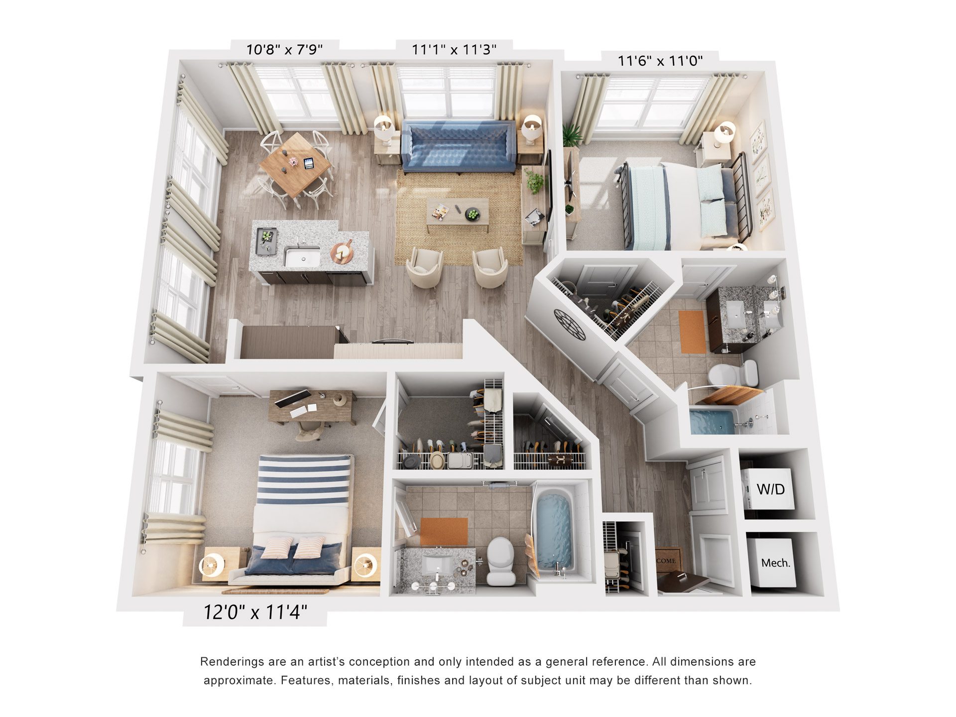 2 Bed 2 Bath Floor Plan | 1,020 Sq. Ft. at Rivergate in Virginia, 22191