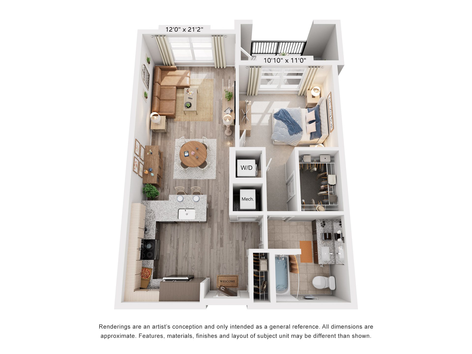 1 Bed 1 Bath Floor Plan | 779 Sq. Ft. at Rivergate in VA, 22191