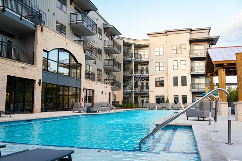 Pool View at One Riverside Apartments, Chattanooga, Tennessee