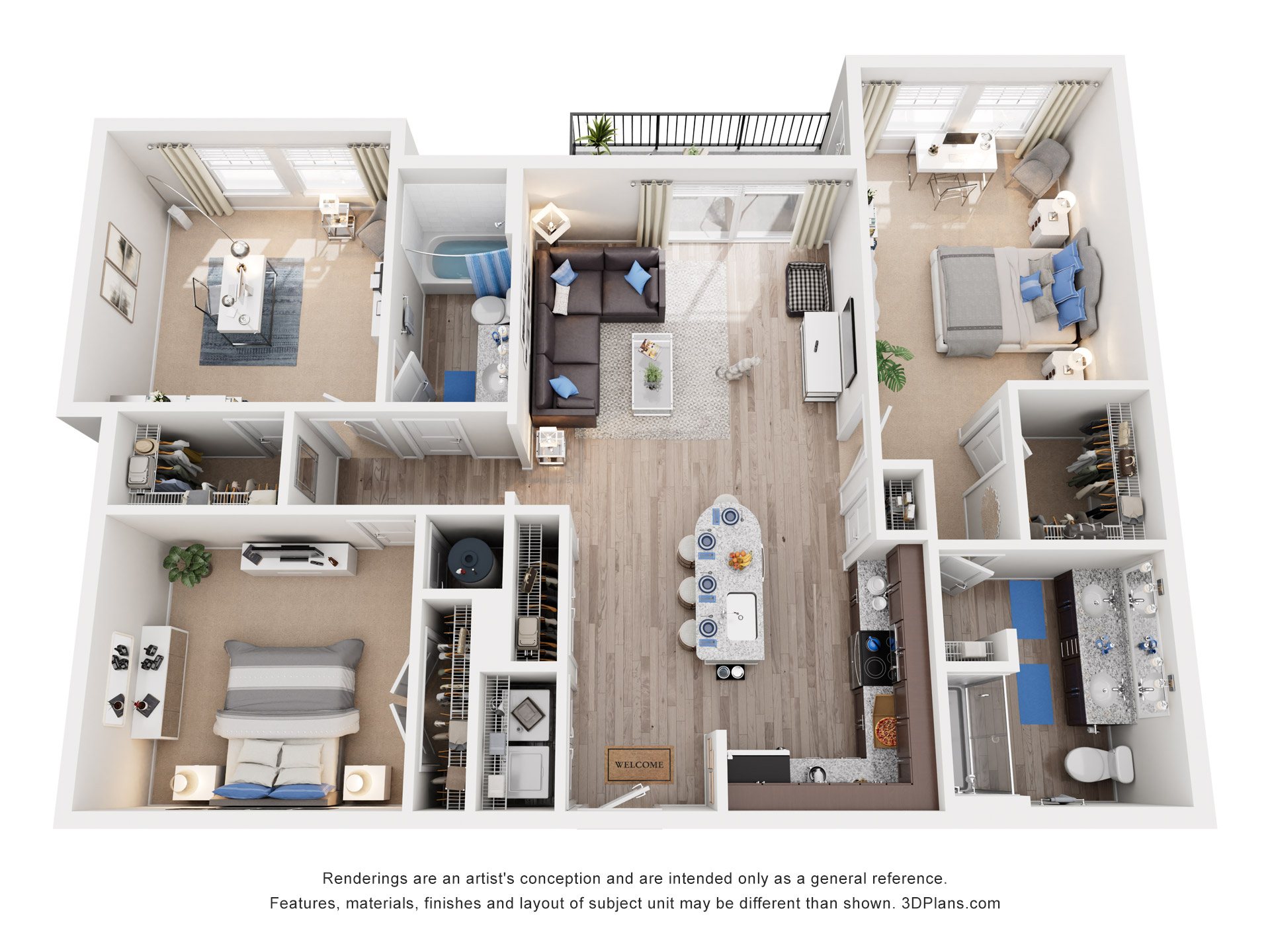 3 Bed 2 Bath Floor Plan | 1,362 Sq. Ft. at Residence at Riverwatch, Augusta, GA