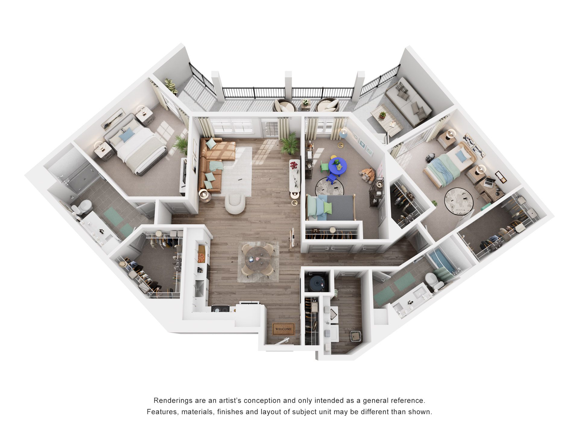 3 Bed 2 Bath Floor Plan | 1,623 Sq. Ft. at Canopy at Ginter Park Apartments in Richmond, Virginia