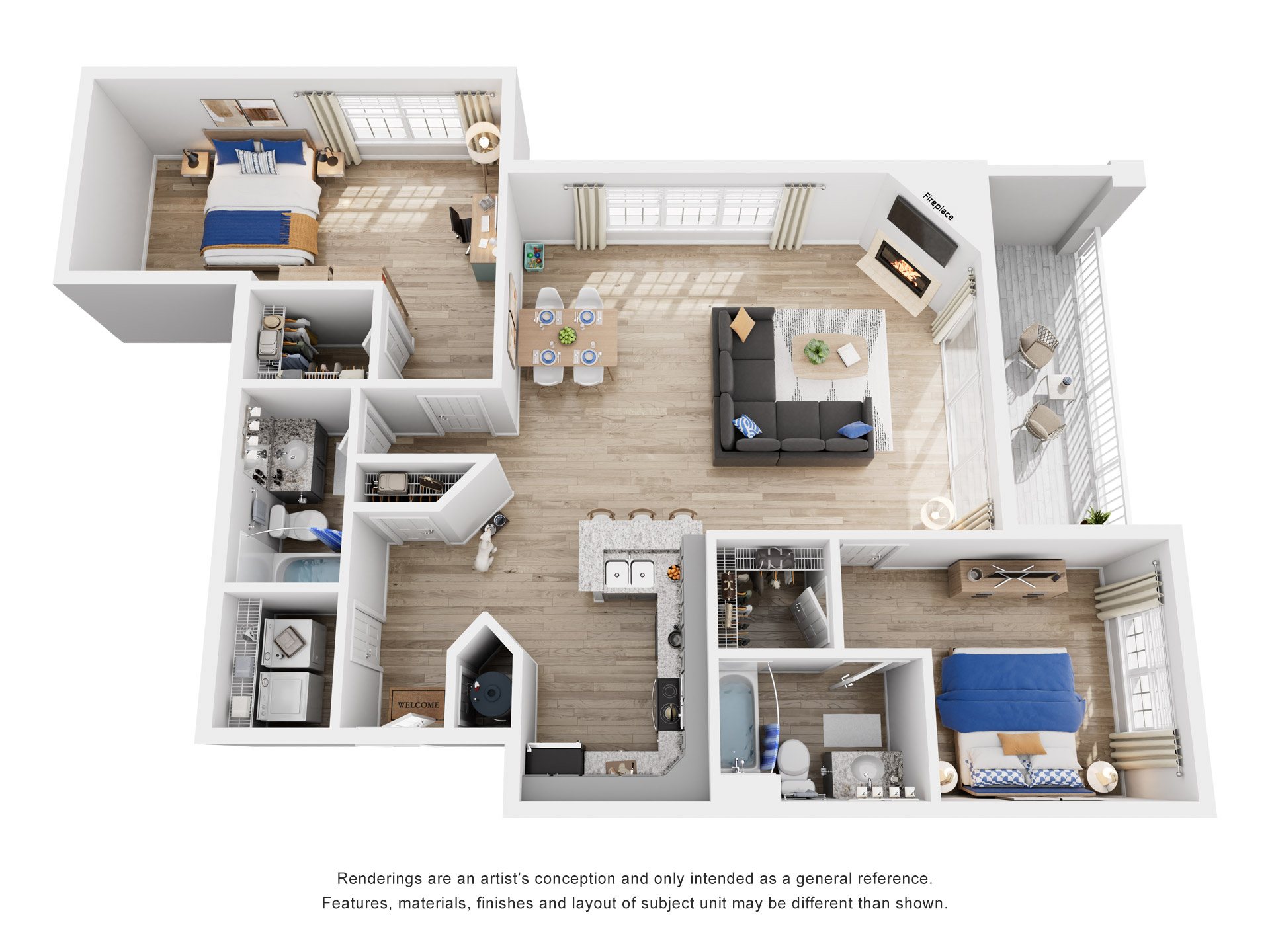 2 Bed 2 Bath Floor Plan | 1,357 Sq. Ft. at Saltmeadow Bay, Virginia, 23451