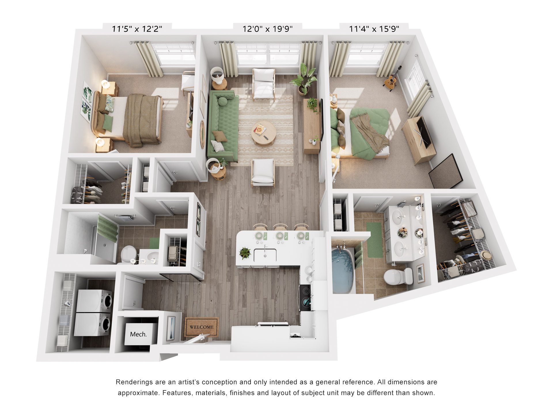 Sequioa Floorplan at Flats at West Broad Village, Glen Allen, VA