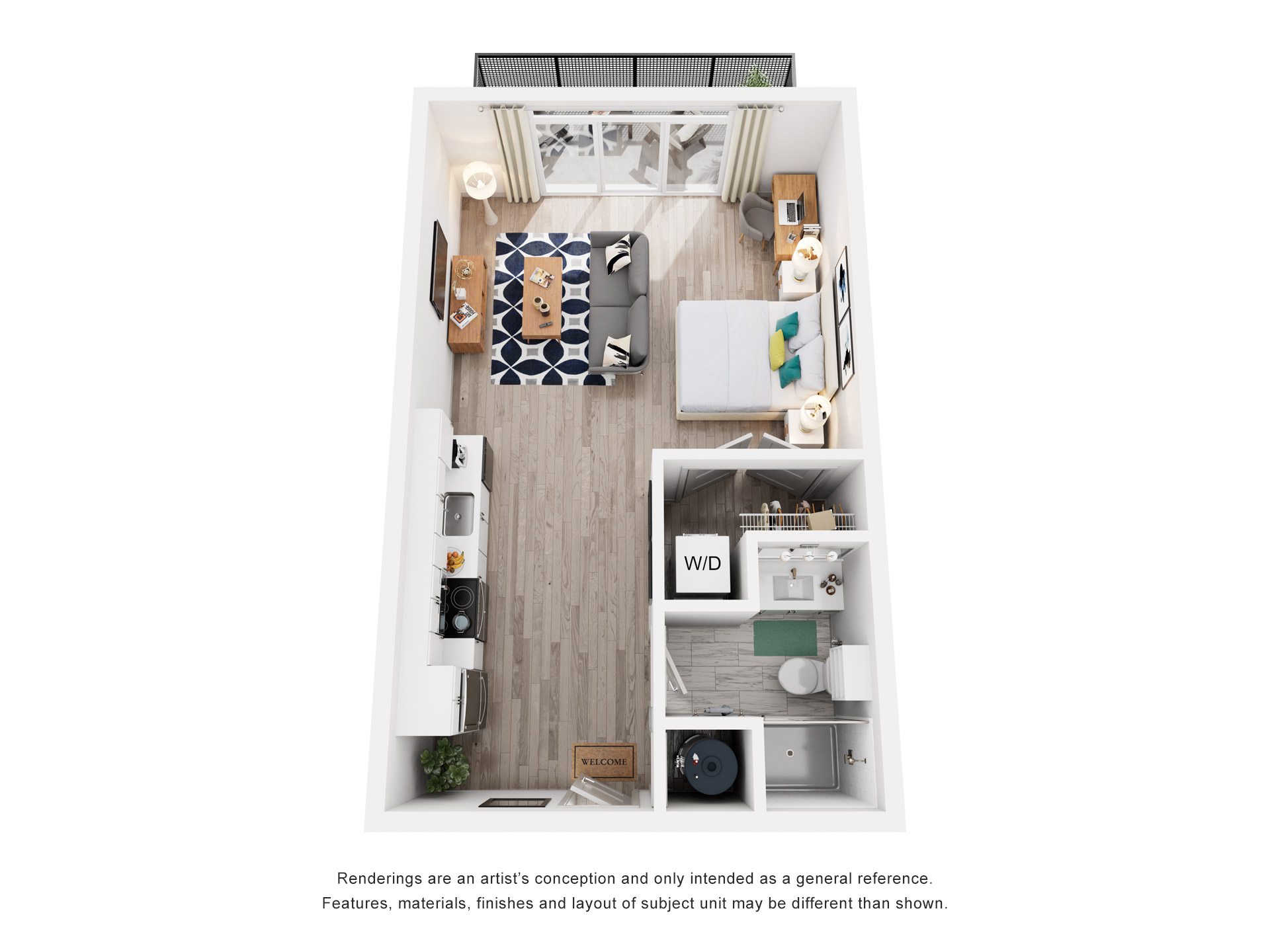 Studio 1 Bath Floor Plan | 460-472 Sq. Ft. at Vista Brooklynn Apartments, in Jacksonville, 32202