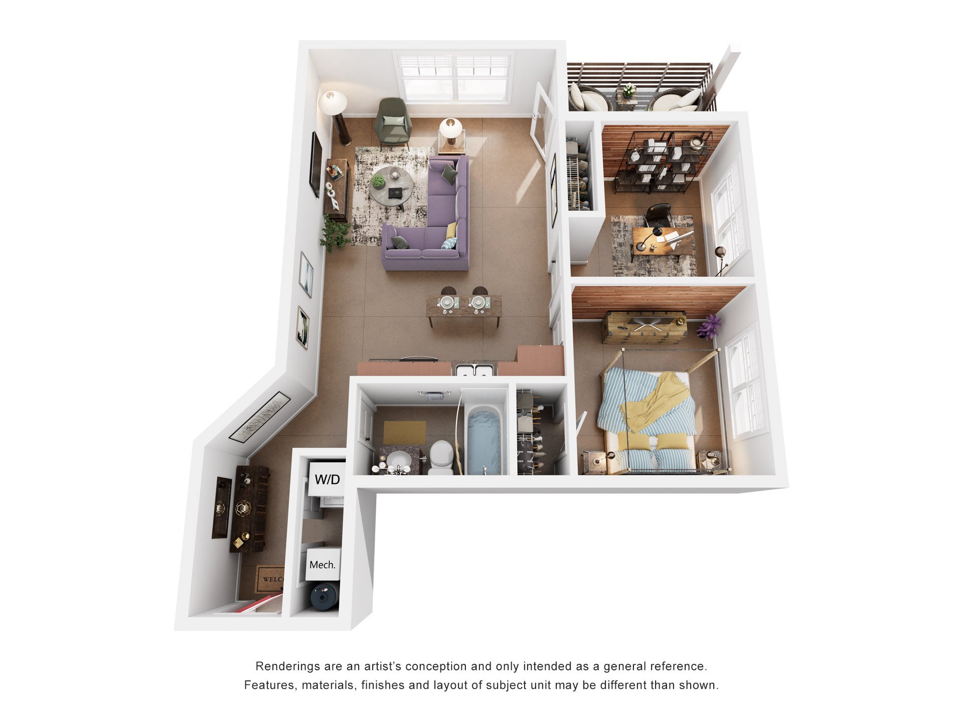 2 Bed 1 Bath Floor Plan | 1,031 Sq. Ft. at Skyloft in Asheville, NC