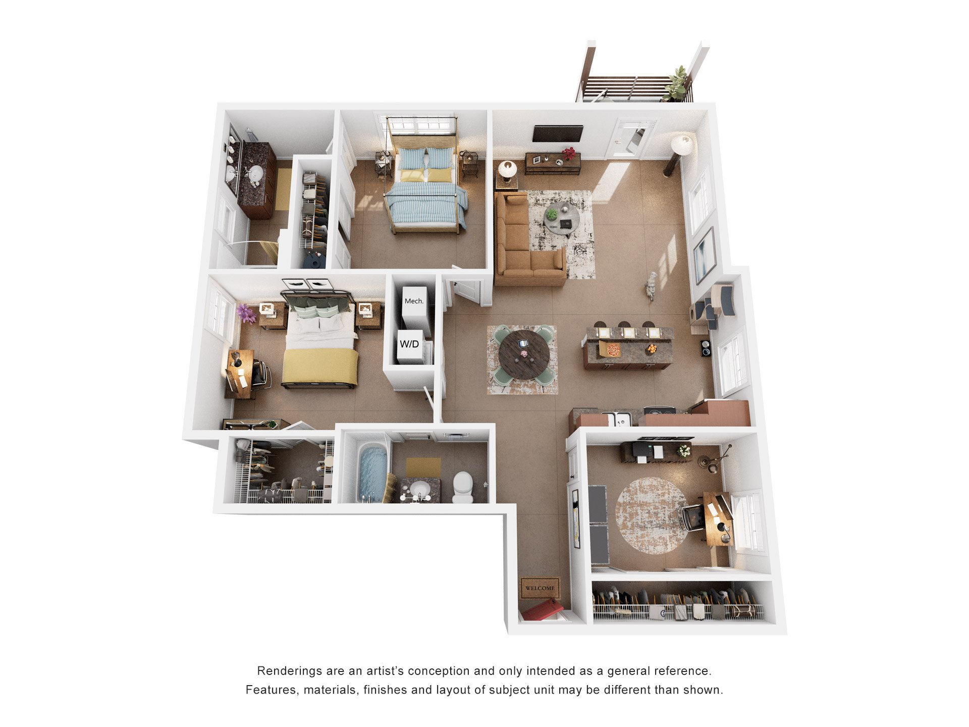 3 Bed 2 Bath Floor Plan | 1,337 Sq. Ft.