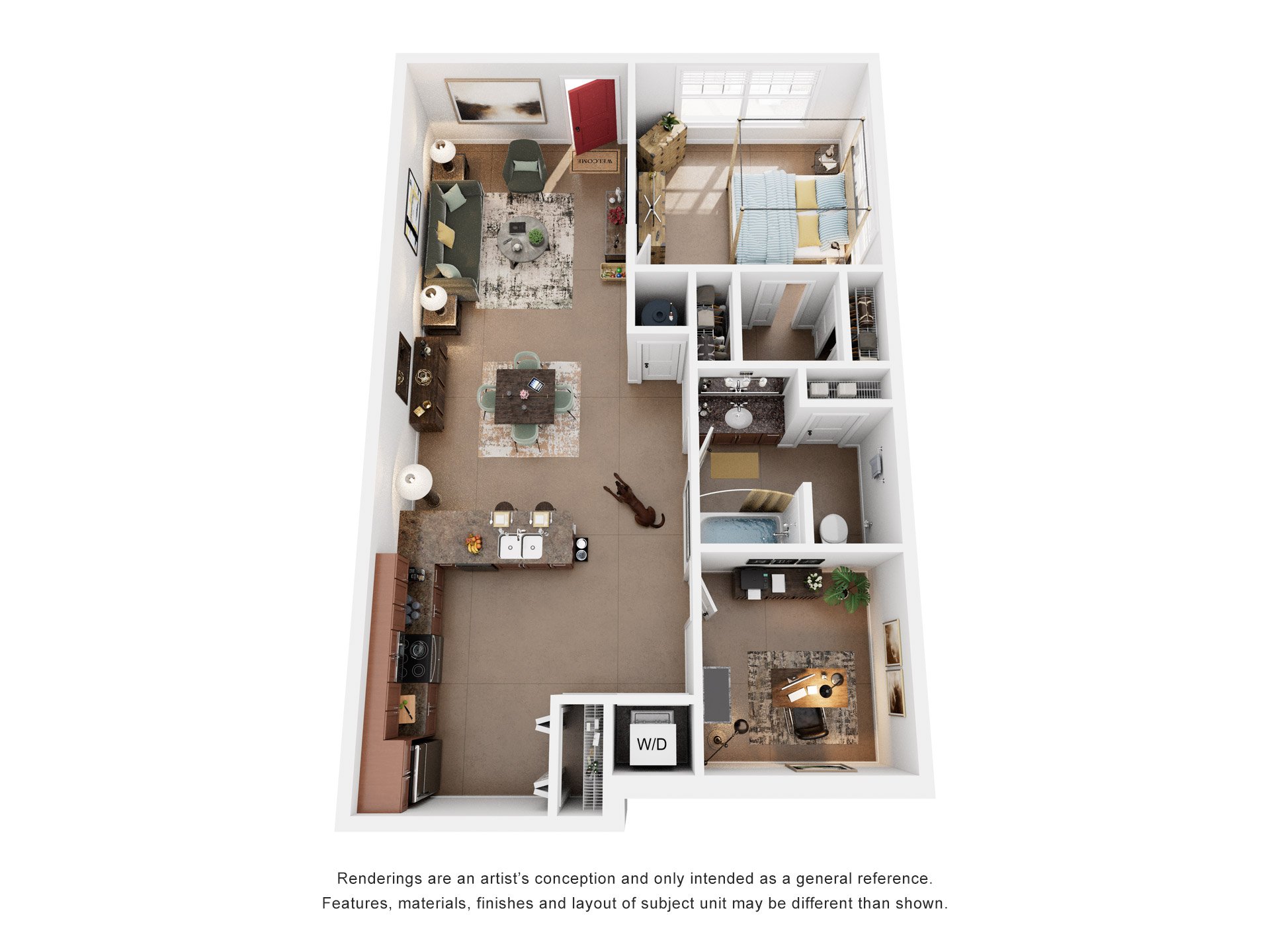 1 Bed 1 Bath Floor Plan | 950 Sq. Ft. at Skyloft in Asheville, NC 28803