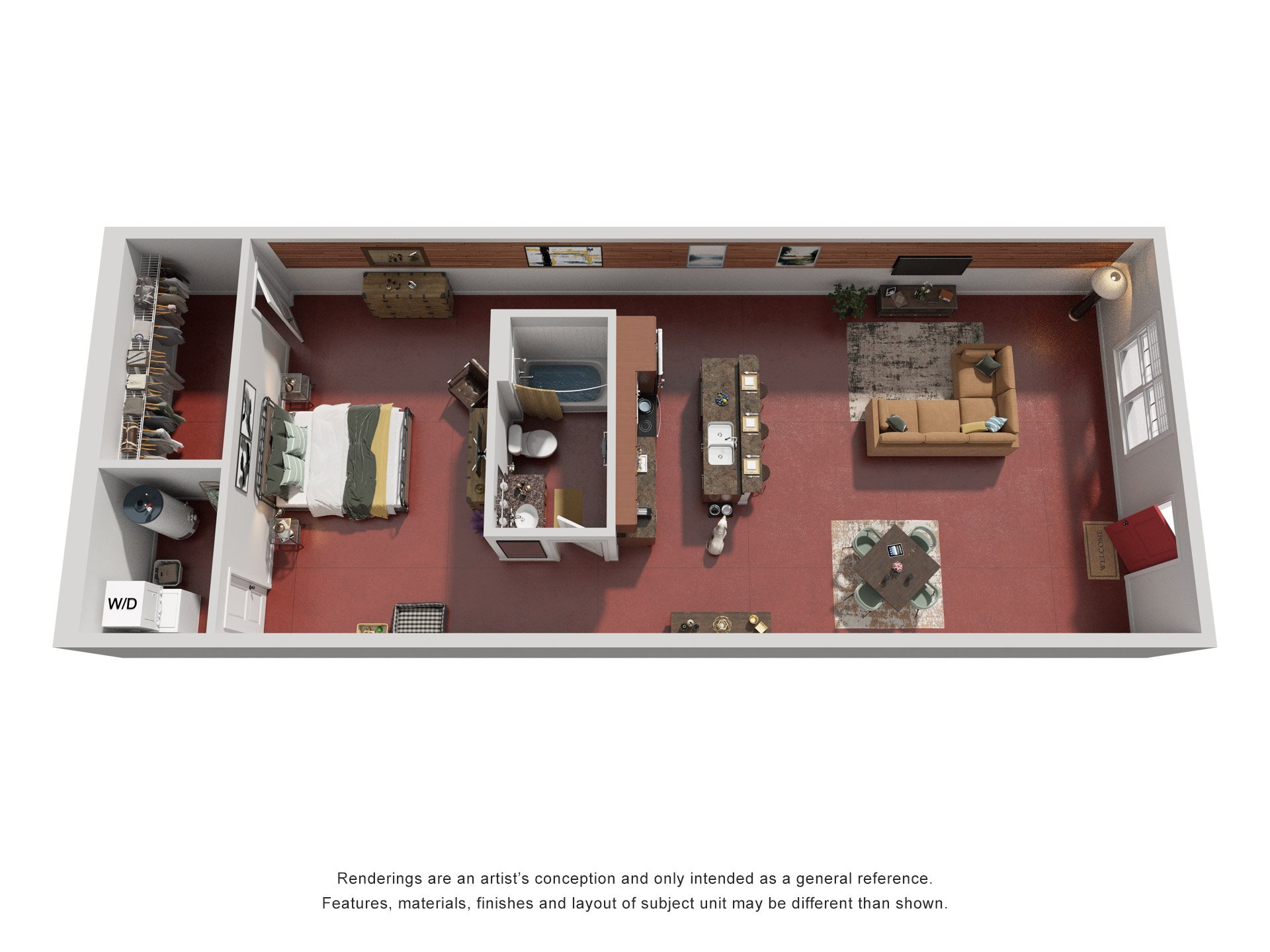 Studio 1 Bath Floor Plan | 990 Sq. Ft. at Skyloft in Asheville, North Carolina