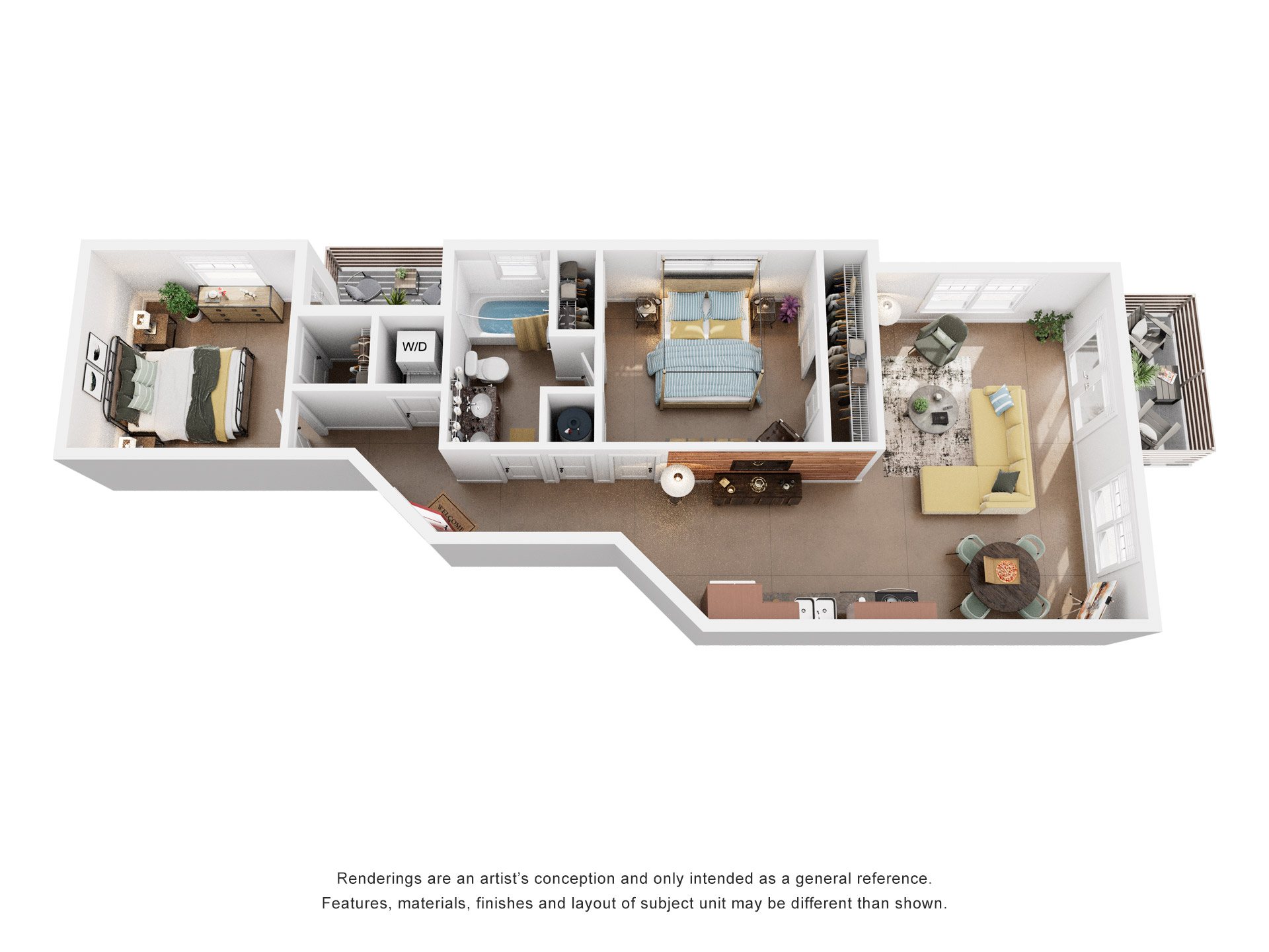 2 Bed 1 Bath Floor Plan | 1,069 Sq. Ft. at Skyloft in Asheville, North Carolina 28803