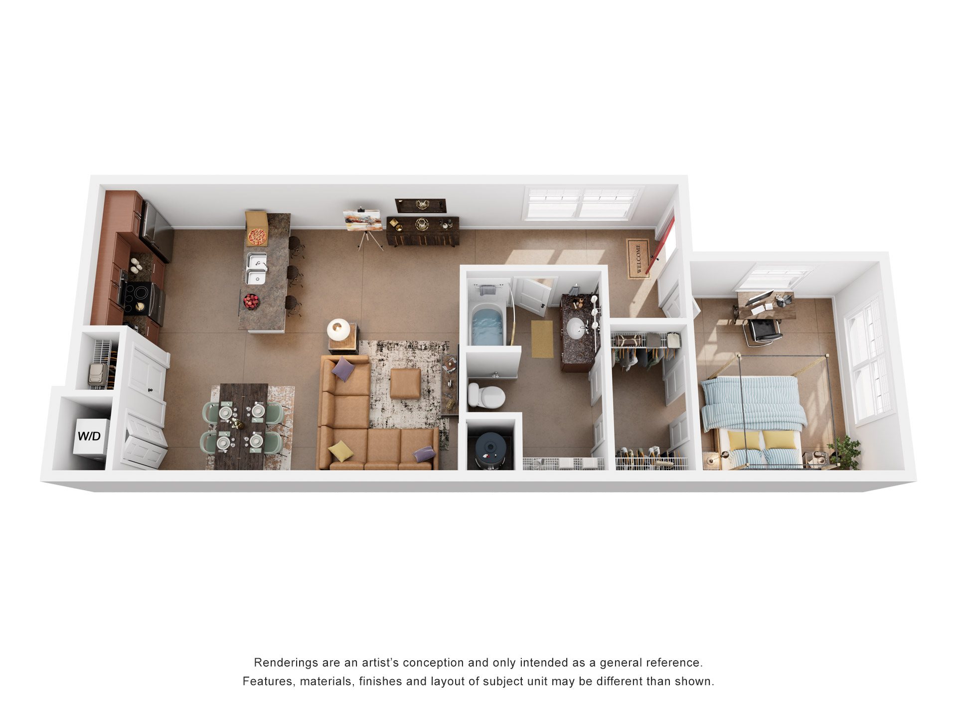 1 Bed 1 Bath Floor Plan | 830 Sq. Ft. at Skyloft in Asheville, North Carolina