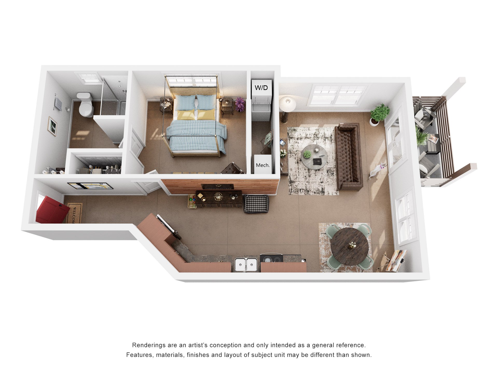 1 Bed 1 Bath Floor Plan | 785 Sq. Ft. at Skyloft in Asheville, NC