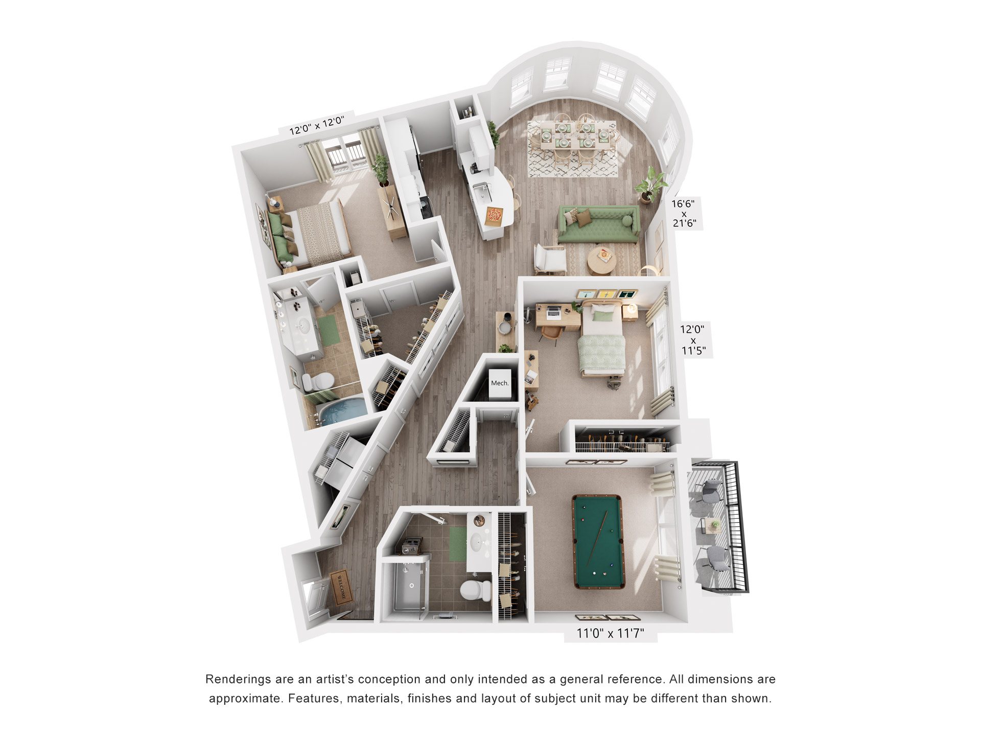 Sonoma Floorplan at Flats at West Broad Village, Virginia