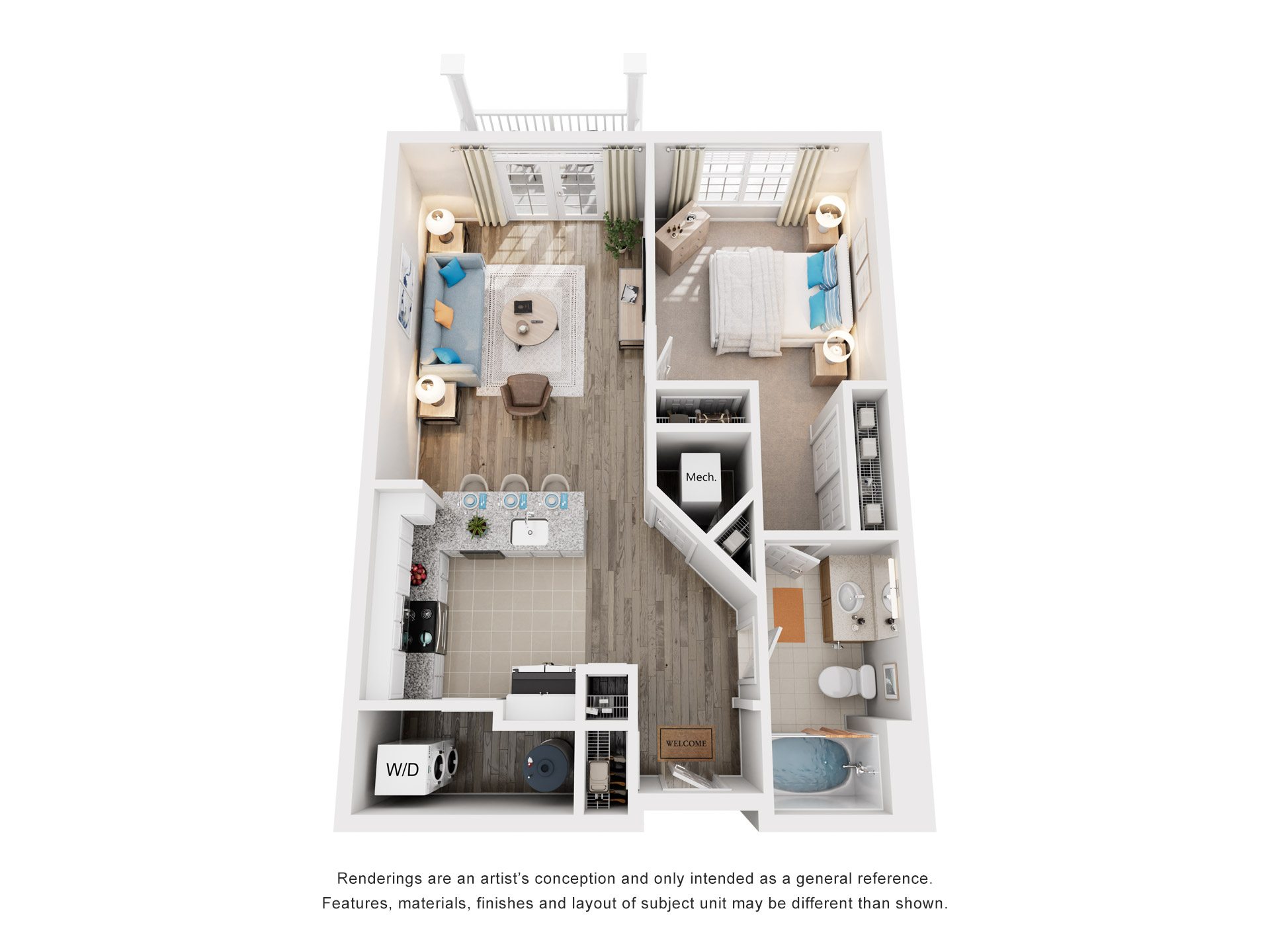1 Bed 1 Bath Floor Plan | 751 Sq. Ft. at Sterling Manor, VA