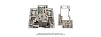 a floor plan of a 3 bedroom apartment at Streets of Greenbrier, Chesapeake, 23320