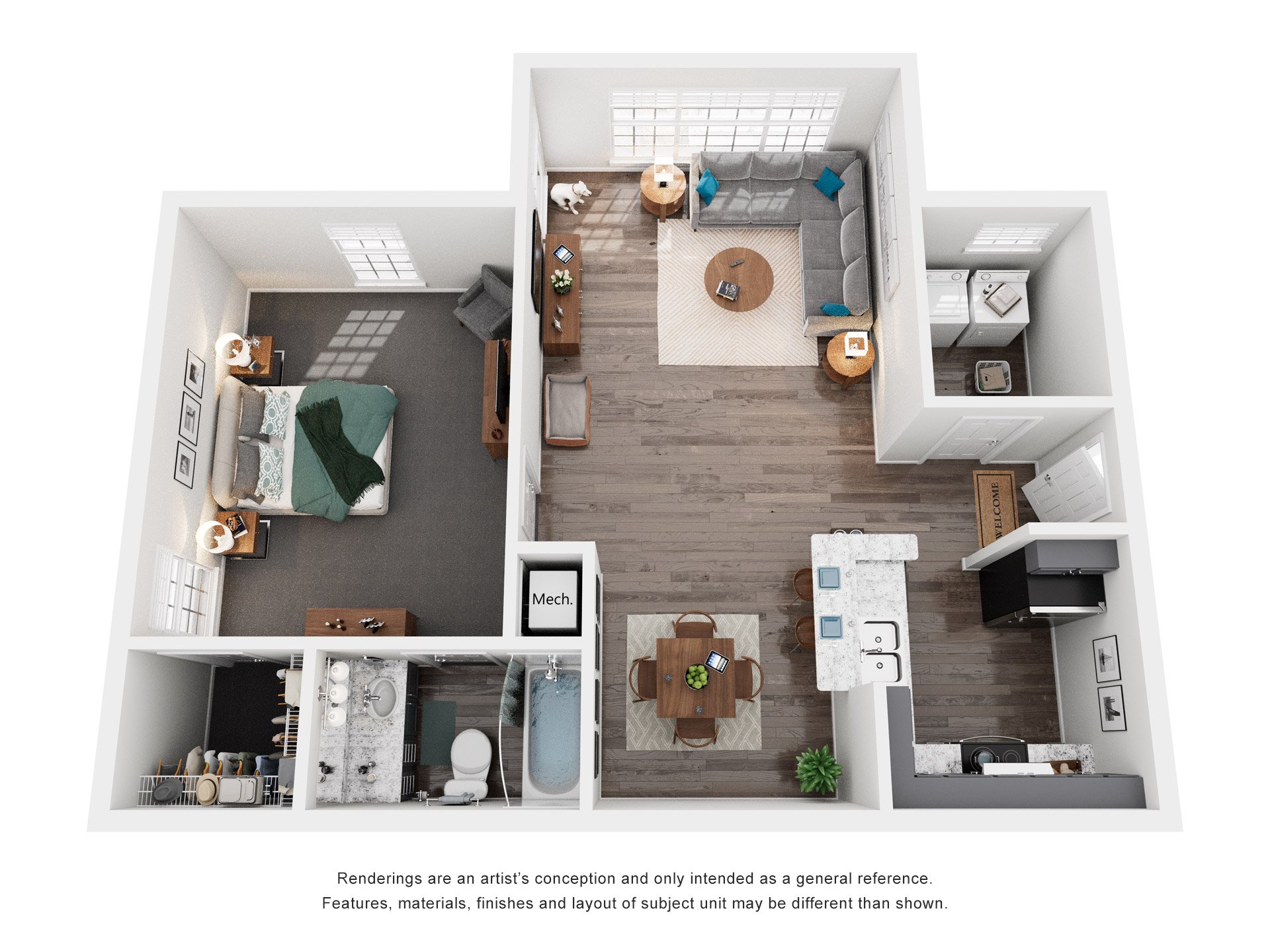 1 Bed 1 Bath Floor Plan | 794 Sq. Ft.