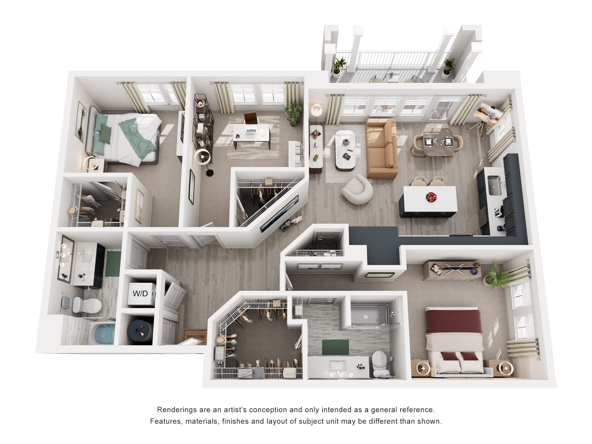 3 Bed 2 Bath Floor Plan | 1,557 Sq. Ft. at Lyric at Norton Commons Apartments, Prospect, 40059