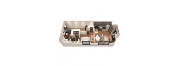 a 3d floor plan of a house with a living room at 17 Broad, Chattanooga Tennessee