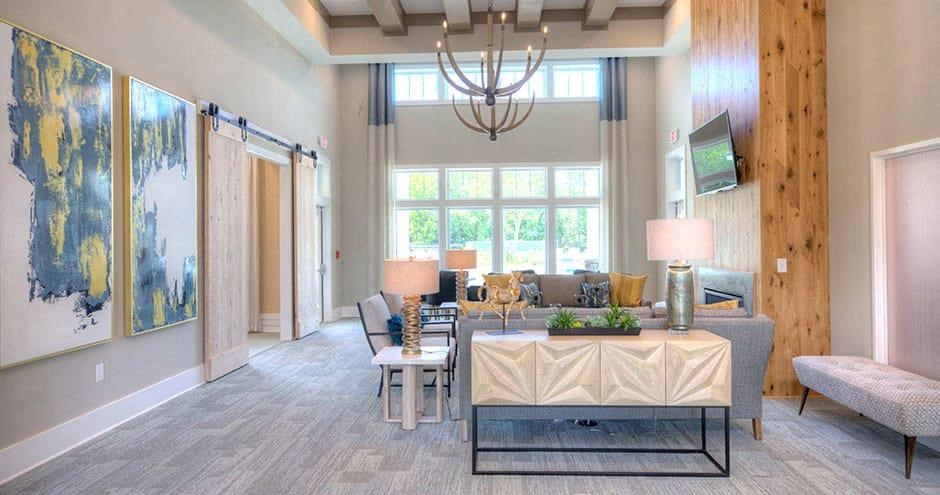 a living room with a couch and a table  at Lullwater at Big Ridge, Hixson, TN, 37343