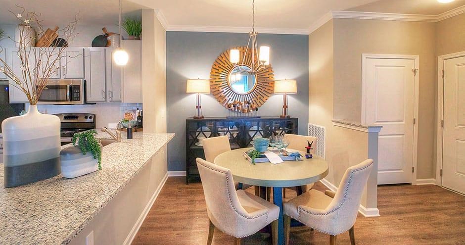 a dining room with a table and chairs  at Lullwater at Big Ridge, Tennessee, 37343