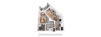 1 Bed 1 Bath Floor Plan | 659 Sq. Ft. at Tapestry West, Richmond, Virginia