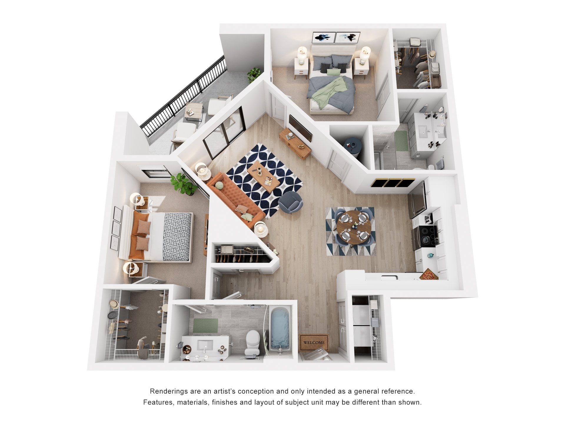 2 Bed 2 Bath Floor Plan | 1,112-1,254 Sq. Ft. at Tapestry West, Richmond, Virginia, 23230
