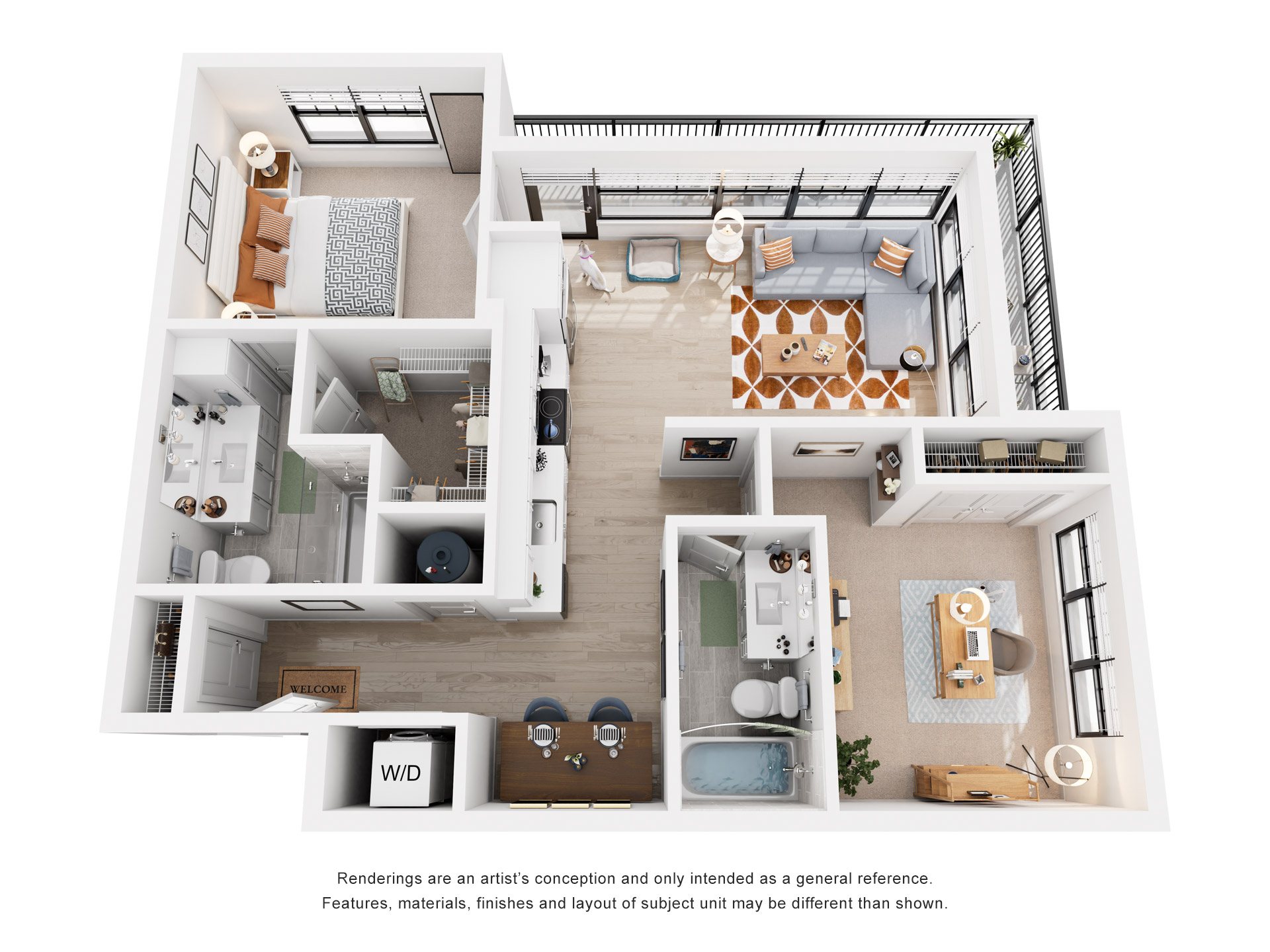 2 Bed 2 Bath Floor Plan | 1,045 Sq. Ft. at Tapestry West, Virginia, 23230