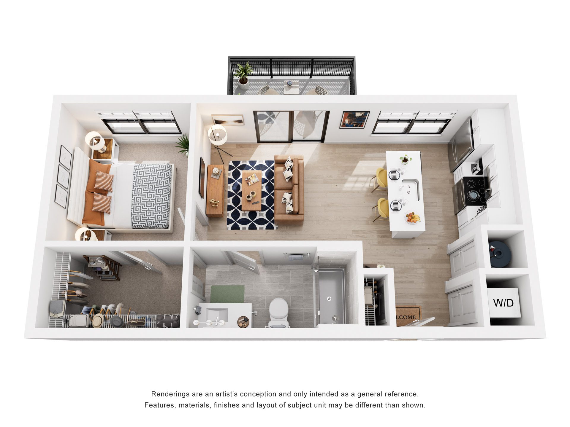 1 Bed 1 Bath Floor Plan | 714 Sq. Ft. at Tapestry West, VA, 23230