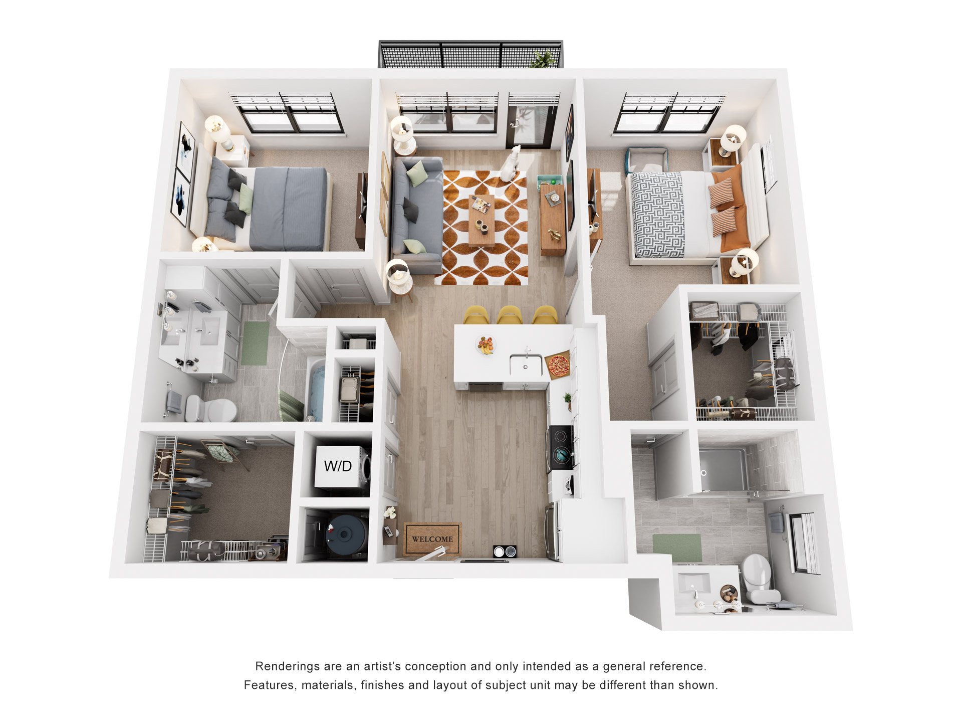 2 Bed 2 Bath Floor Plan | 950 Sq. Ft. at Tapestry West, Richmond, Virginia