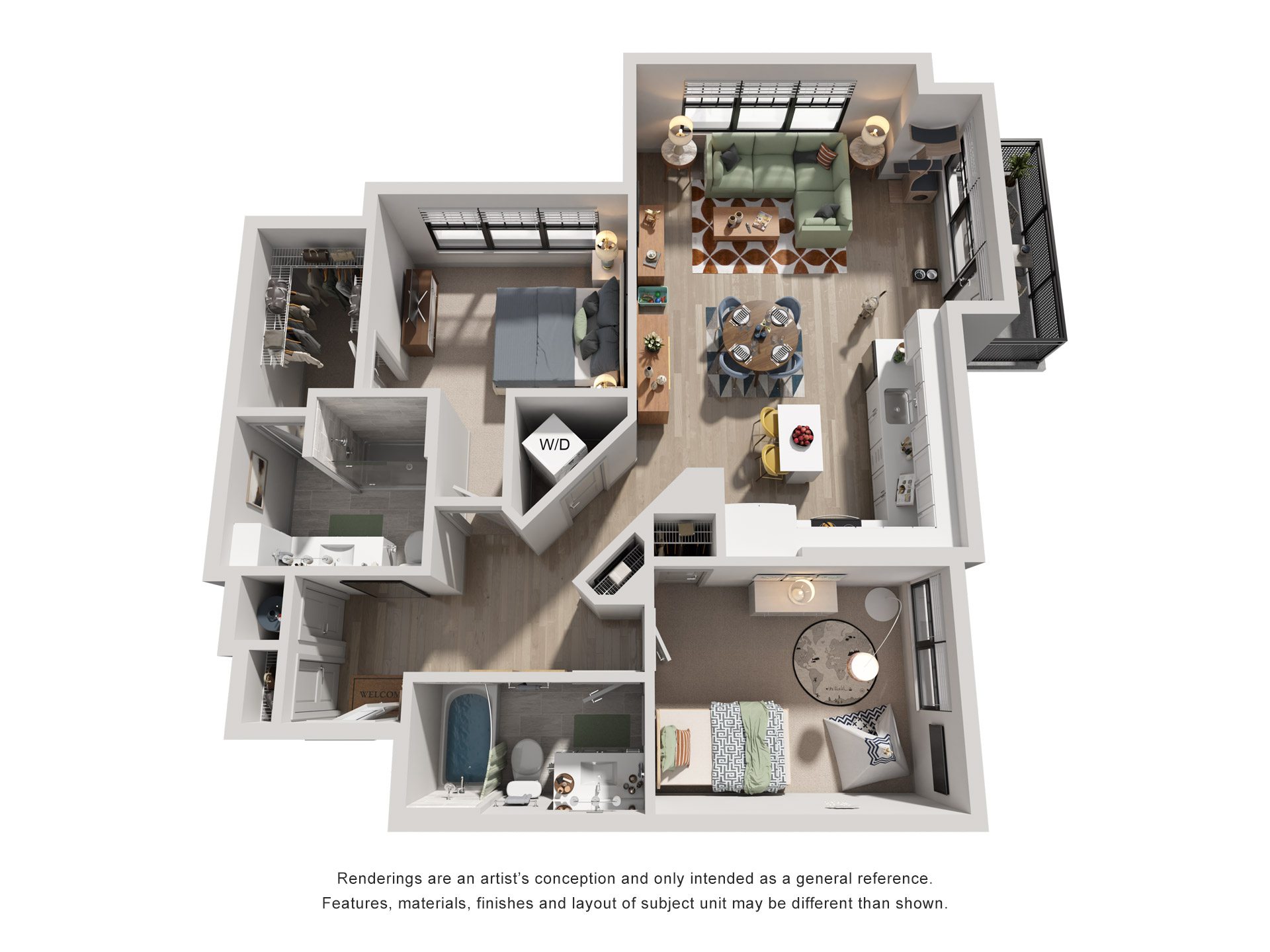 2 Bed 2 Bath Floor Plan | 1,127  Sq. Ft. at Tapestry West, Virginia, 23230