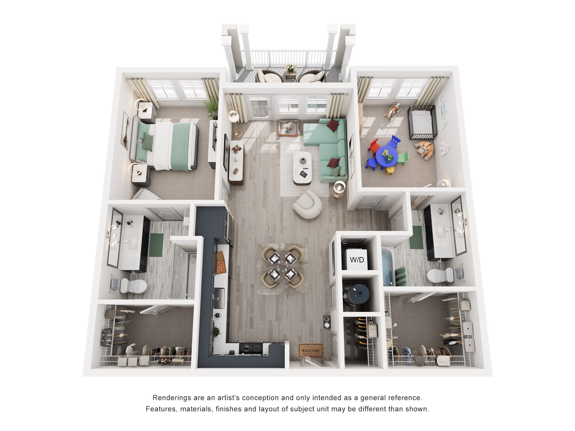 2 Bed 2 Bath Floor Plan | 1,188 Sq. Ft. at Lyric at Norton Commons Apartments, Prospect, KY