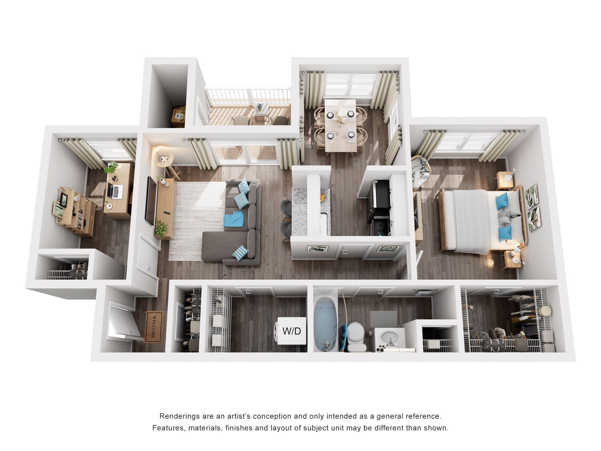 1 Bed 1 Bath Floor Plan | 800 Sq. Ft. at Trails at Short Pump Apartments in Richmond, Virginia
