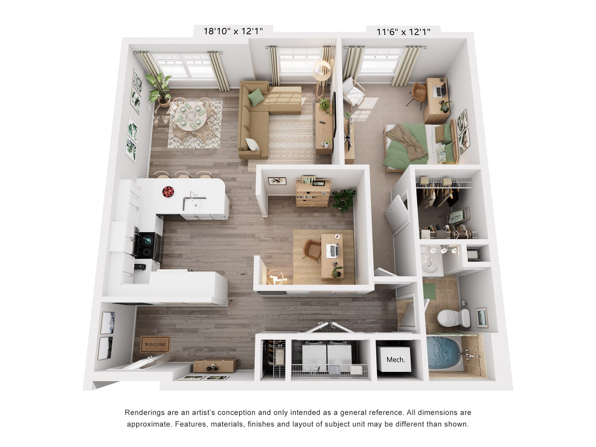Terrace Floorplan at Flats at West Broad Village, Glen Allen