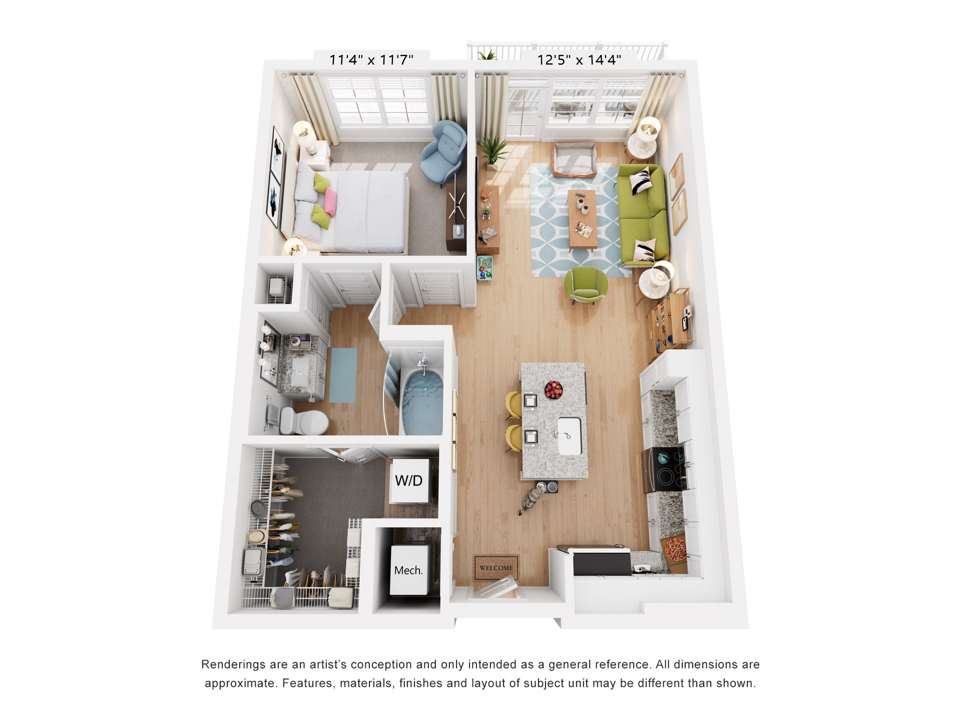 Allatoona Floor Plan 1 Bed, 1 Bath 705 Sq. Ft. at The Quincy Apartments, GA