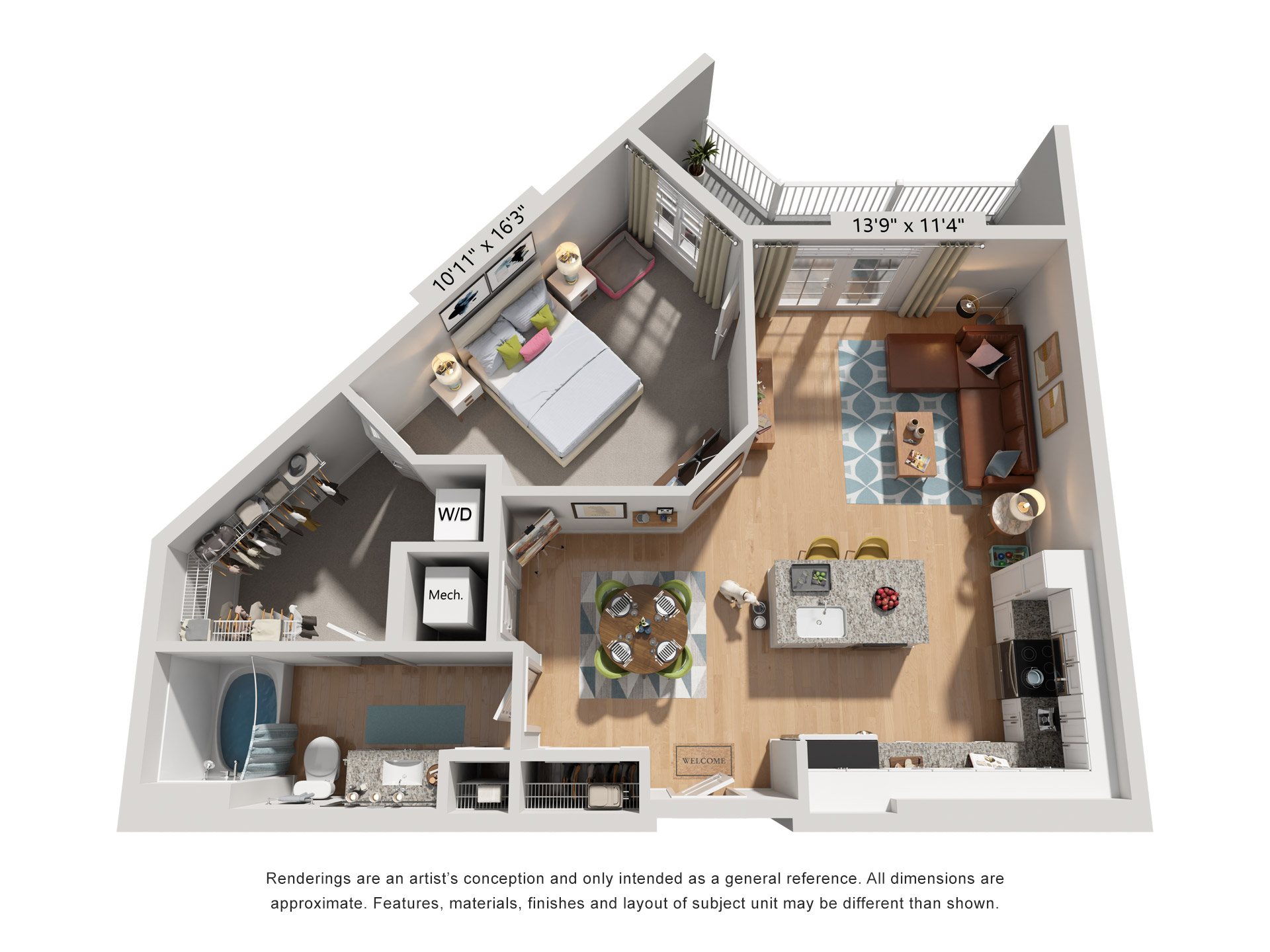 Bartow Floor Plan 1 Bed, 1 Bath 809 Sq. Ft. at The Quincy Apartments, GA