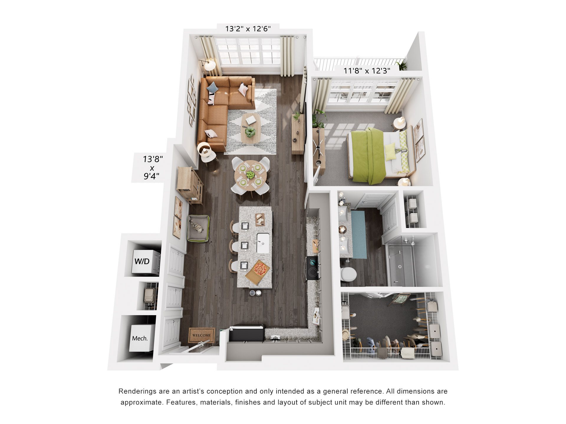 Cherokee Floor Plan 1 Bed, 1 Bath 839 Sq. Ft. at The Quincy Apartments, Georgia