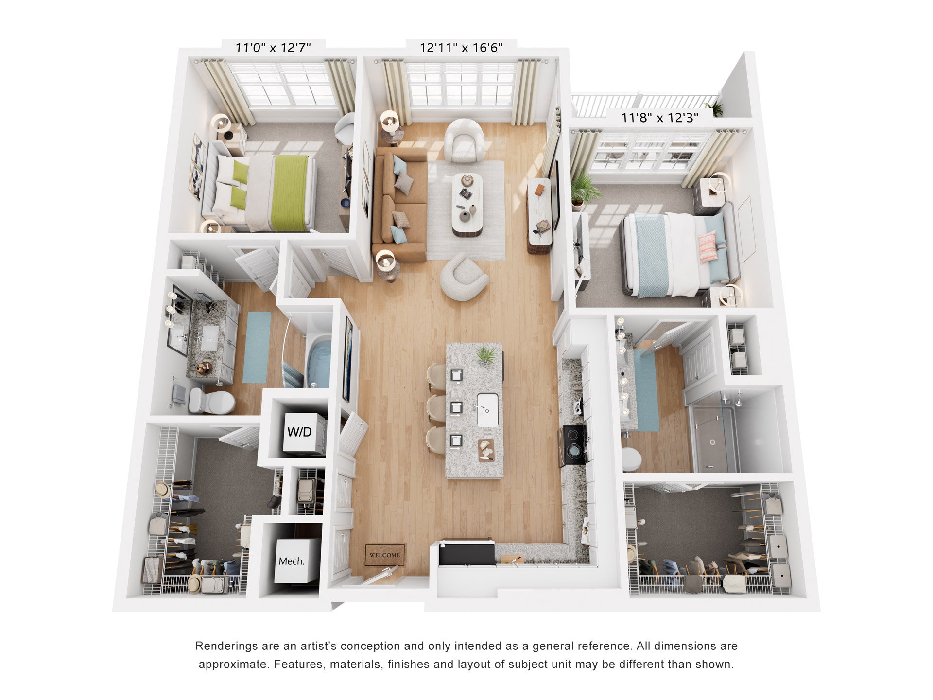 Dallas Floor Plan 2 Bed, 2 Bath 1,221 Sq. Ft. at The Quincy Apartments, 30102