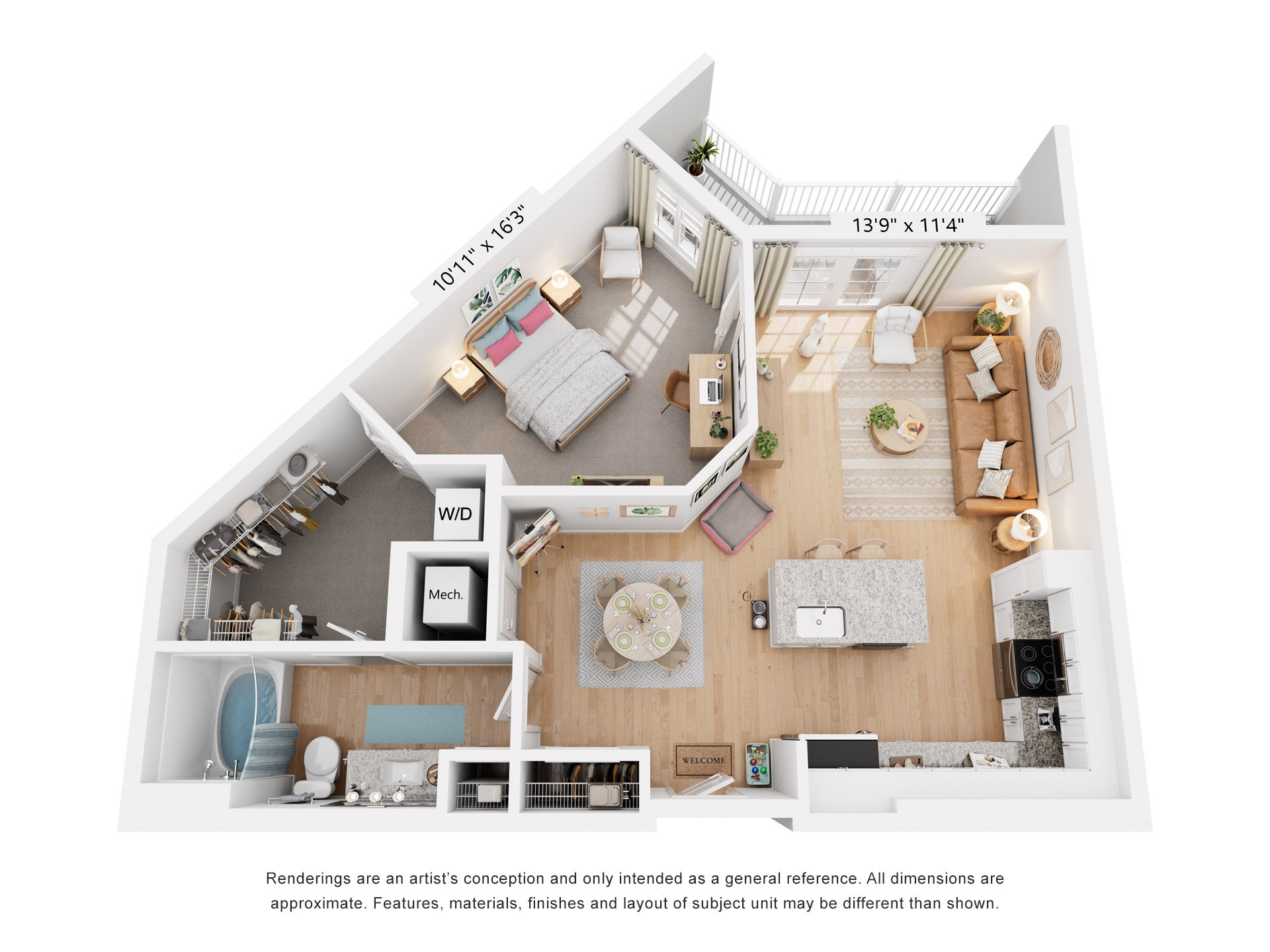 Tanyard Floor Plan 1 Bed, 1 Bath 831 Sq. Ft. at The Quincy Apartments, 30102