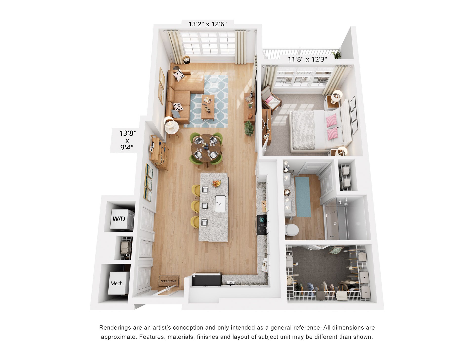 Victoria Floor Plan 1 Bed, 1 Bath 878 Sq. Ft. at The Quincy Apartments, GA