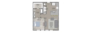 1 bed 1 bath floor plan A at  Livingston Flats Apartments, Virginia