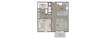 1 bed 1 bath floor plan D at Livingston Flats Apartments, Chesterfield, VA
