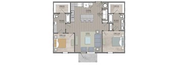 2 bed 2 bath floor  plan A at Livingston Flats Apartments, Chesterfield, Virginia