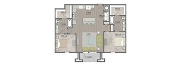 2 bed 2 bath floor  plan B at Livingston Flats Apartments, Chesterfield