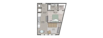 Studio 1 bath floor plan A at Livingston Flats Apartments, Chesterfield, Virginia