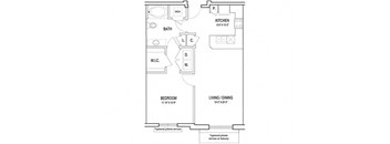 a floor plan of a bedroom apartment at Flats at West Broad Village, Glen Allen