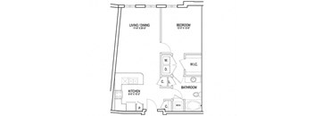 a floor plan of a small apartment at Flats at West Broad Village, Virginia
