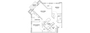 a floor plan of a house with a lot of furniture at Flats at West Broad Village, Virginia